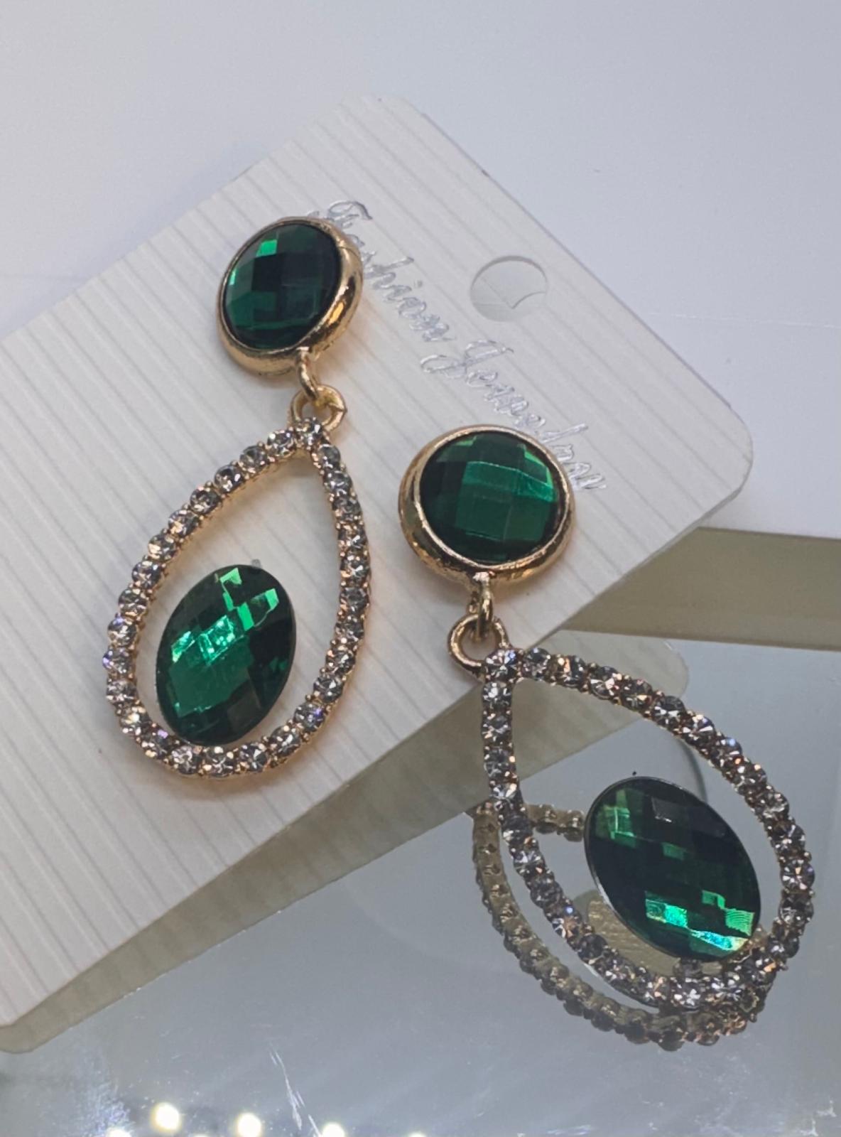 Green Crystal Drop Earring