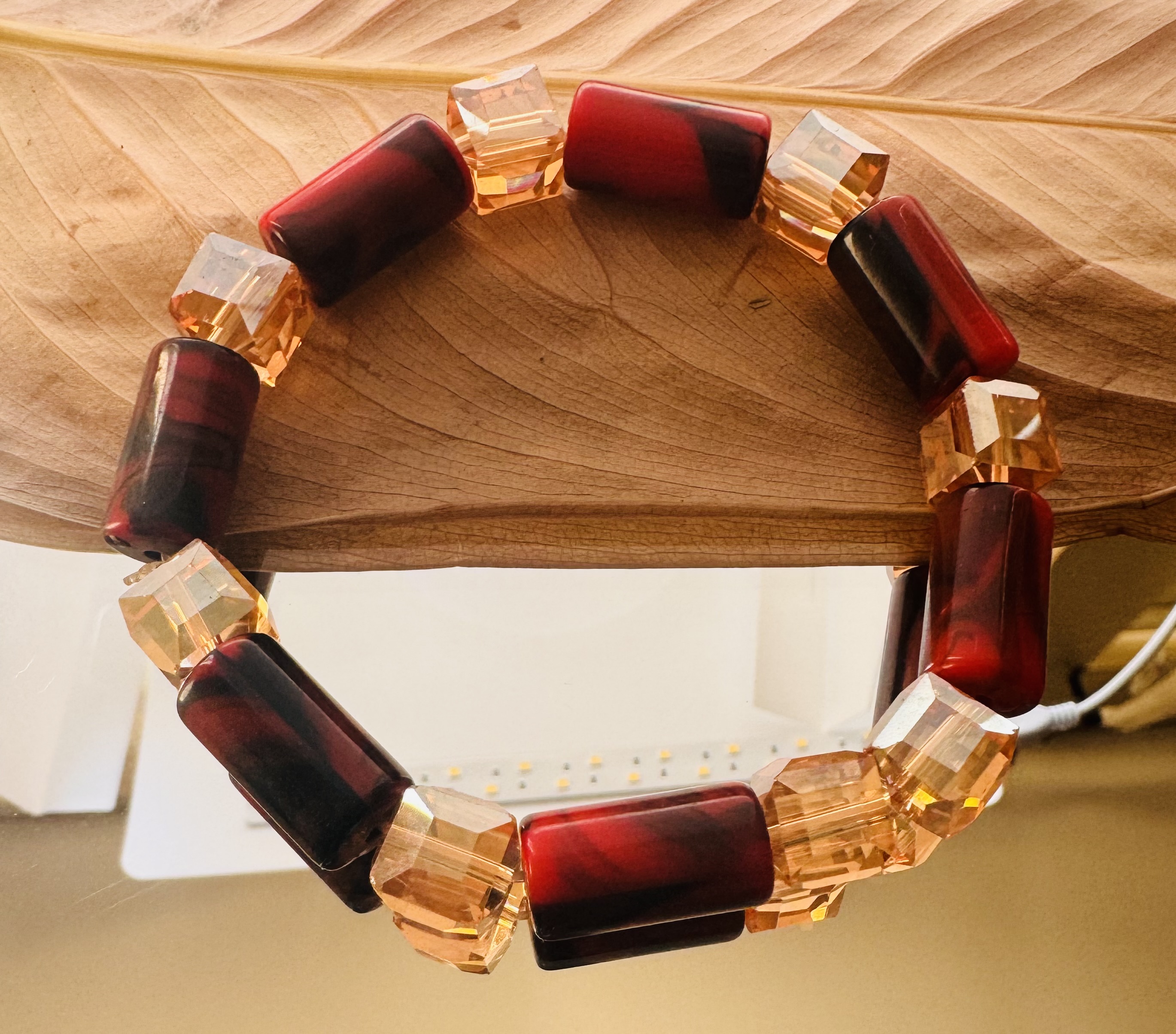 Ruby Glow Stretch Bracelet 