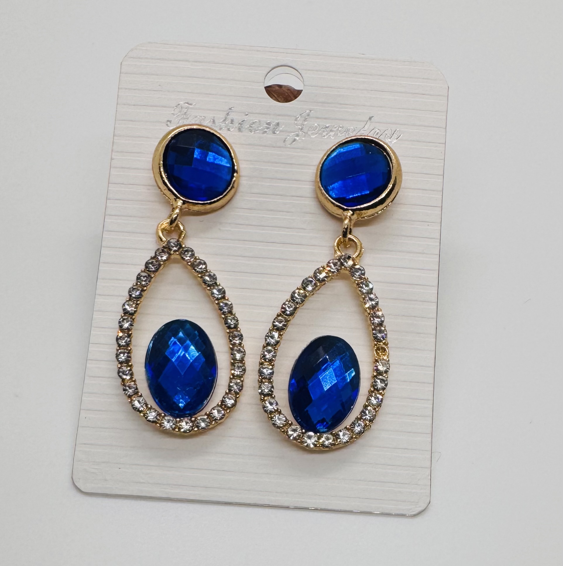 Royal Blue Crystal Drop Earrings 